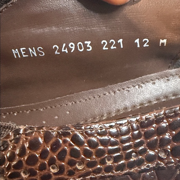 STACY ADAMS 24996 GALINDO MENS SLIP ON BROWN LEATHER CROCODILE PRINT US 12 - Picture 3 of 5